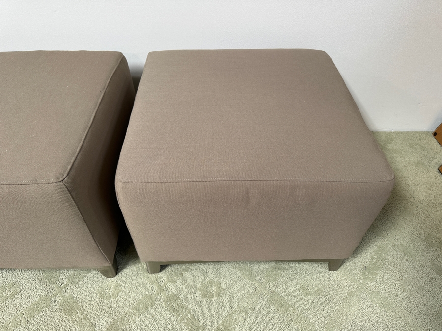 Just Added - (3) Thayer Coggin Upholstered Ottomans Side Chairs With Brushed Metal Feet 25W X 25D X 18H [Photo 5]