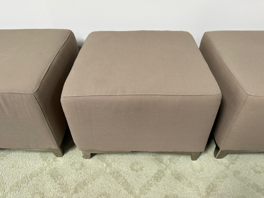 Just Added - (3) Thayer Coggin Upholstered Ottomans Side Chairs With Brushed Metal Feet 25W X 25D X 18H [Photo 4]