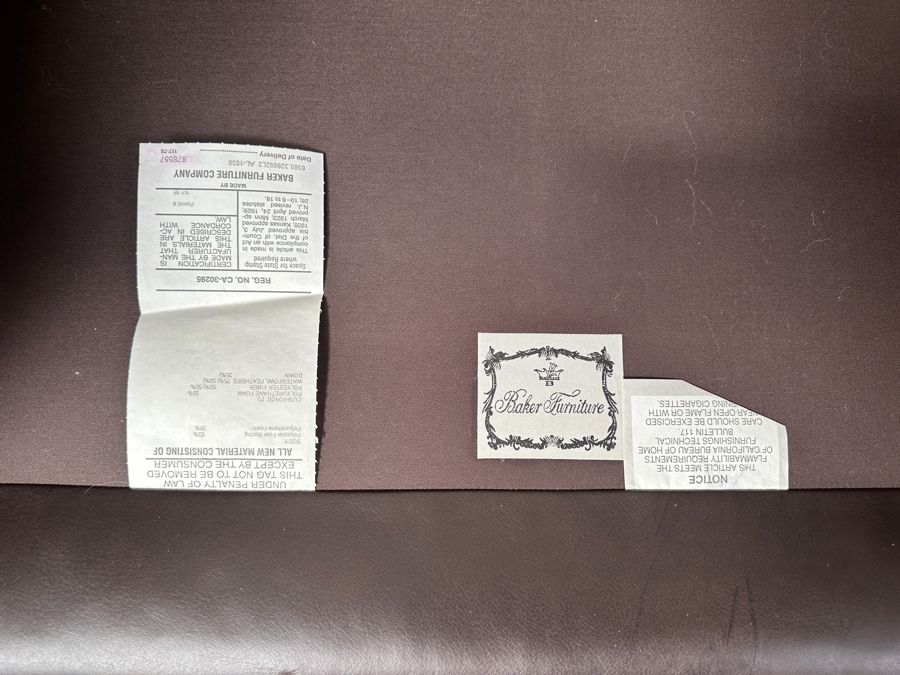 Just Added - Baker Furniture Archetype Maple And Brown Leather Round Tufted Barrel Back Club Chair 36W X 32D X 30H [Photo 7]