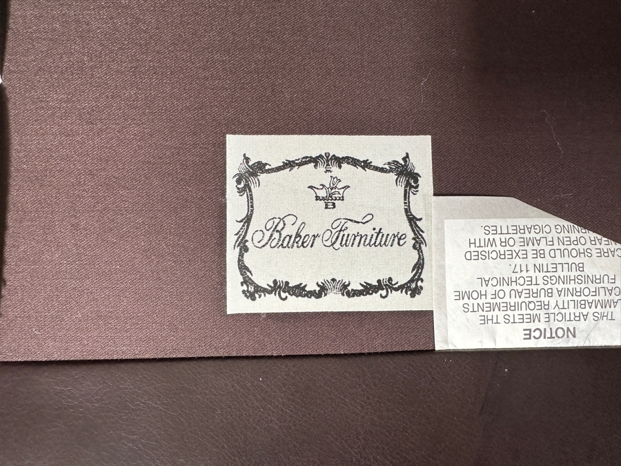 Just Added - Baker Furniture Archetype Maple And Brown Leather Round Tufted Barrel Back Club Chair 36W X 32D X 30H [Photo 8]