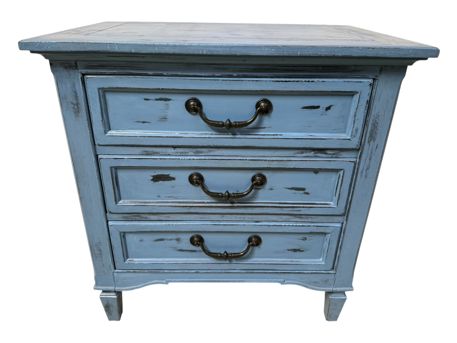 Just Added - Stanley Furniture 3-Drawer Nightstand Painted Blue 28.5W X 18.5D X 29.5H