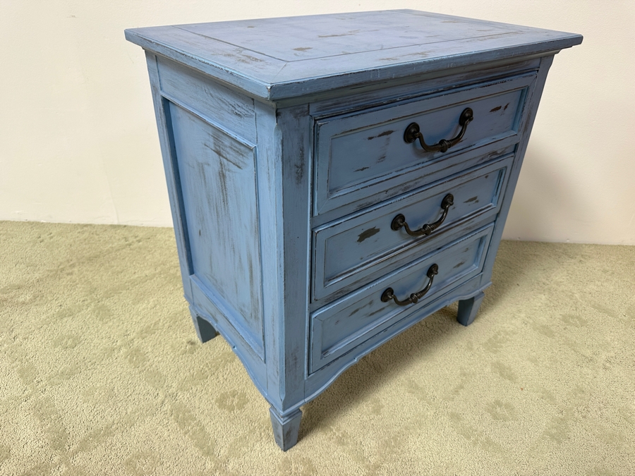 Just Added - Stanley Furniture 3-Drawer Nightstand Painted Blue 28.5W X 18.5D X 29.5H [Photo 3]