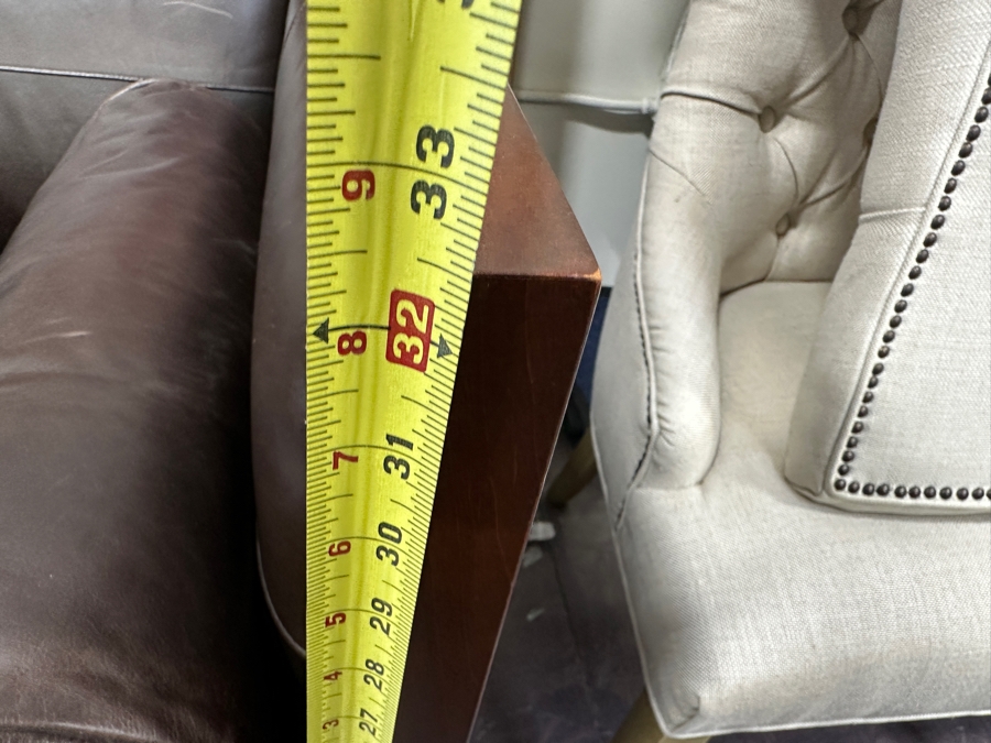 Just Added - Baker Furniture Archetype Maple Wood Banded Brown Leather Modern Sofa #1 78W X 32D X 32.5H Estimate $3,500 [Photo 10]