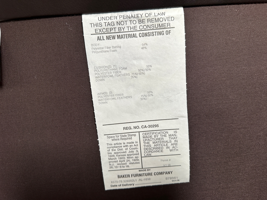 Just Added - Baker Furniture Archetype Maple Wood Banded Brown Leather Modern Sofa #1 78W X 32D X 32.5H Estimate $3,500 [Photo 7]