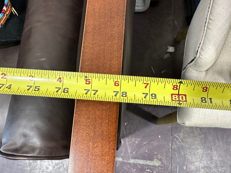 Just Added - Baker Furniture Archetype Maple Wood Banded Brown Leather Modern Sofa #1 78W X 32D X 32.5H Estimate $3,500 [Photo 8]