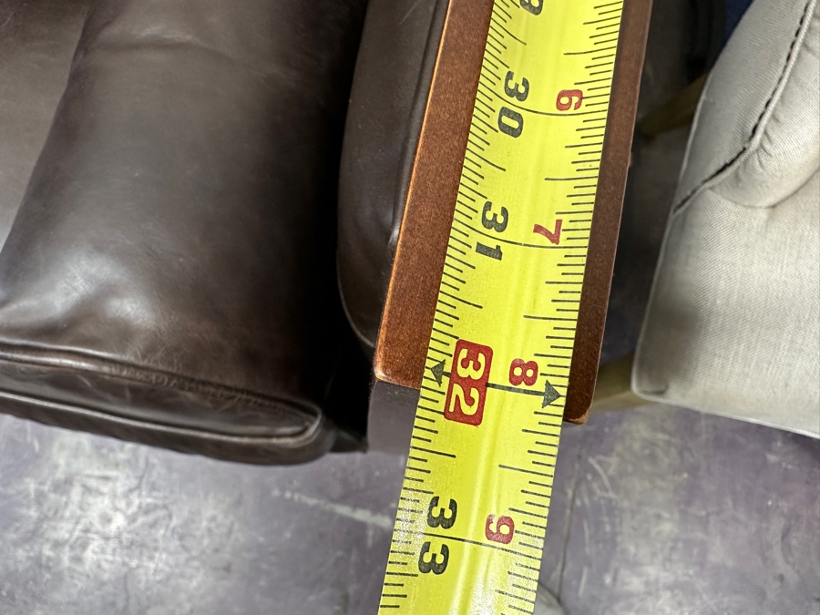 Just Added - Baker Furniture Archetype Maple Wood Banded Brown Leather Modern Sofa #1 78W X 32D X 32.5H Estimate $3,500 [Photo 9]