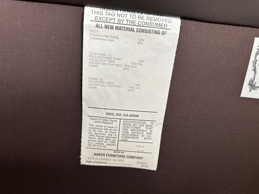 Just Added - Baker Furniture Archetype Maple Wood Banded Brown Leather Modern Sofa #2 78W X 32D X 32.5H Estimate $3,500 [Photo 7]