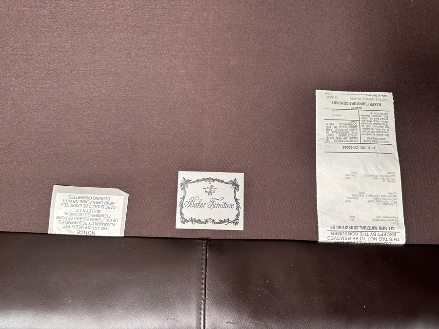 Just Added - Baker Furniture Archetype Maple Wood Banded Brown Leather Modern Sofa #2 78W X 32D X 32.5H Estimate $3,500 [Photo 5]