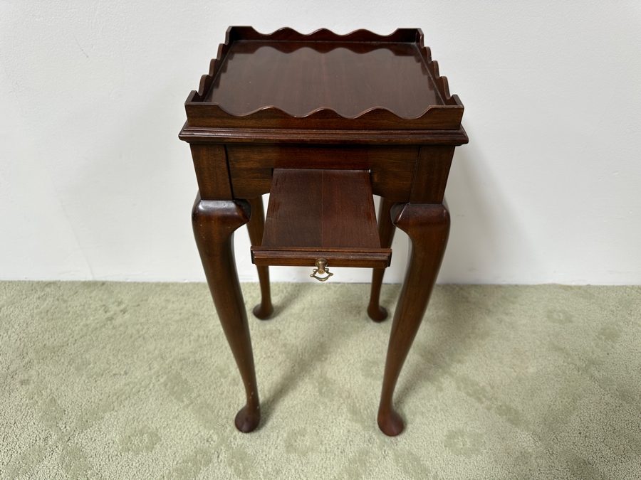 Just Added - Harden Queen Anne Wooden Single Pull Out Drawer Wine Tea Table 12W X 12D X 26H [Photo 4]