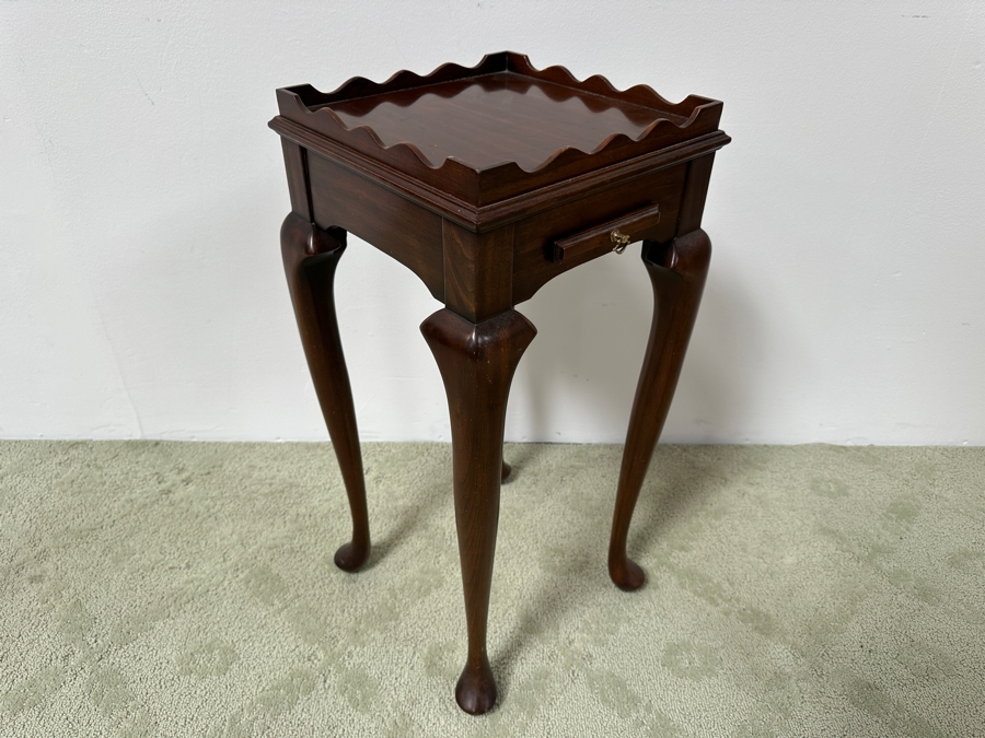 Just Added - Harden Queen Anne Wooden Single Pull Out Drawer Wine Tea Table 12W X 12D X 26H [Photo 5]