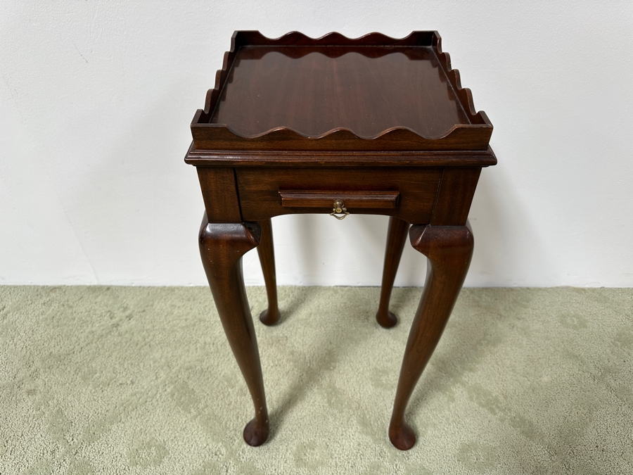Just Added - Harden Queen Anne Wooden Single Pull Out Drawer Wine Tea Table 12W X 12D X 26H [Photo 2]