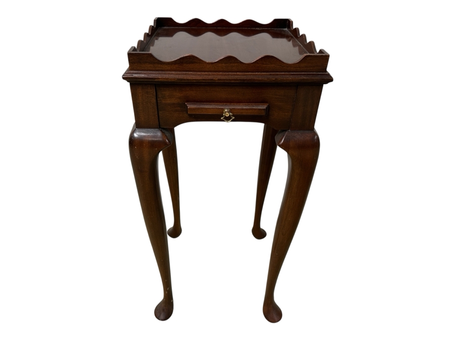 Just Added - Harden Queen Anne Wooden Single Pull Out Drawer Wine Tea Table 12W X 12D X 26H