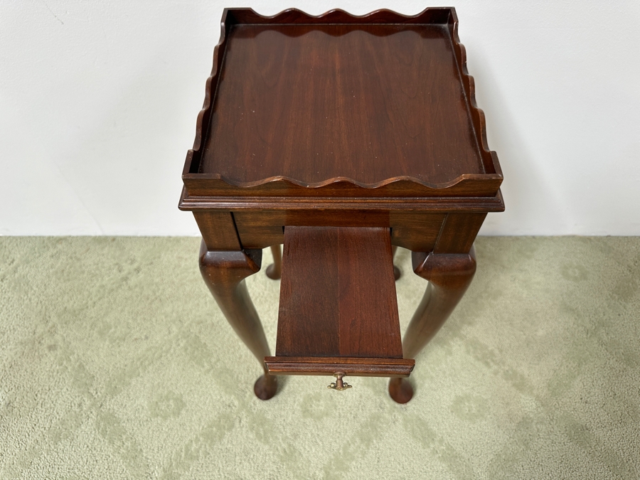 Just Added - Harden Queen Anne Wooden Single Pull Out Drawer Wine Tea Table 12W X 12D X 26H [Photo 3]
