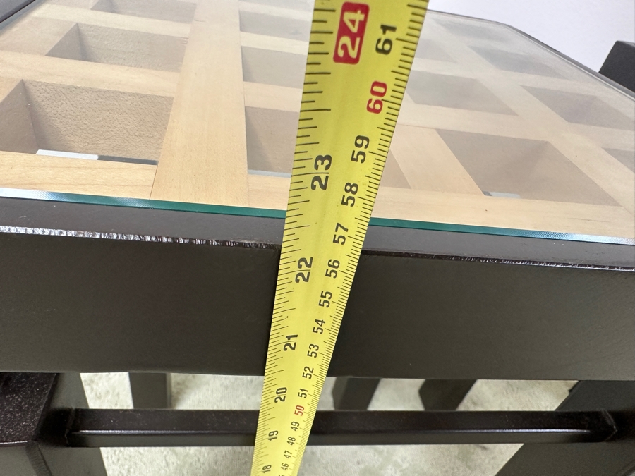 Just Added - Pair Of Handmade Heavy Metal Architectural Side Tables With Wooden / Glass Top Insert Designer Unknown 14W X 14D X 22.5H [Photo 11]