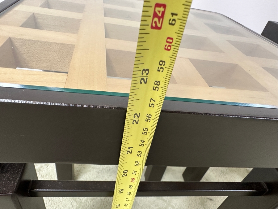 Just Added - Pair Of Handmade Heavy Metal Architectural Side Tables With Wooden / Glass Top Insert Designer Unknown 14W X 14D X 22.5H [Photo 10]