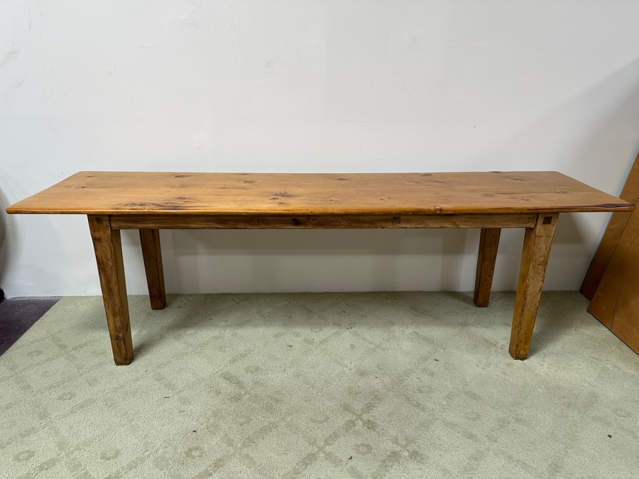 Just Added - Antique Pine Farm Dining Table 100'W X 26'D X 30'H [Photo 2]