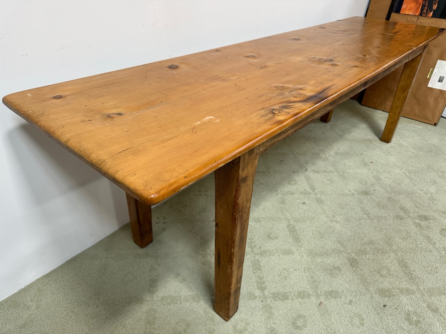 Just Added - Antique Pine Farm Dining Table 100'W X 26'D X 30'H [Photo 8]