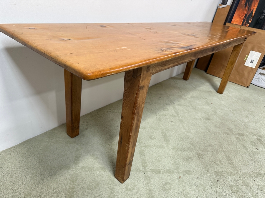 Just Added - Antique Pine Farm Dining Table 100'W X 26'D X 30'H [Photo 9]