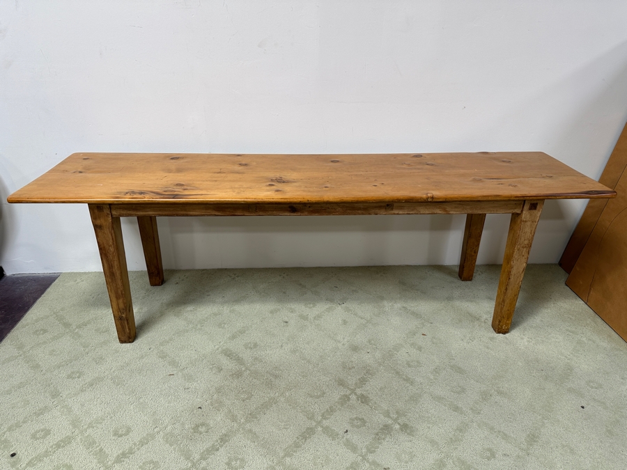 Just Added - Antique Pine Farm Dining Table 100'W X 26'D X 30'H [Photo 3]