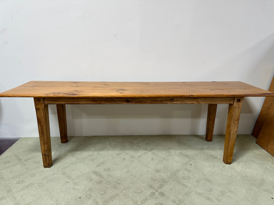 Just Added - Antique Pine Farm Dining Table 100'W X 26'D X 30'H [Photo 4]