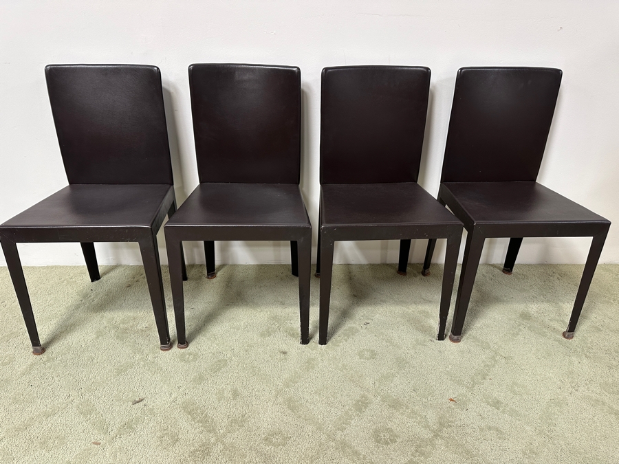 Just Added - Set Of Four Leather Wrapped Dining Chairs 18W X 17D X 34H [Photo 2]