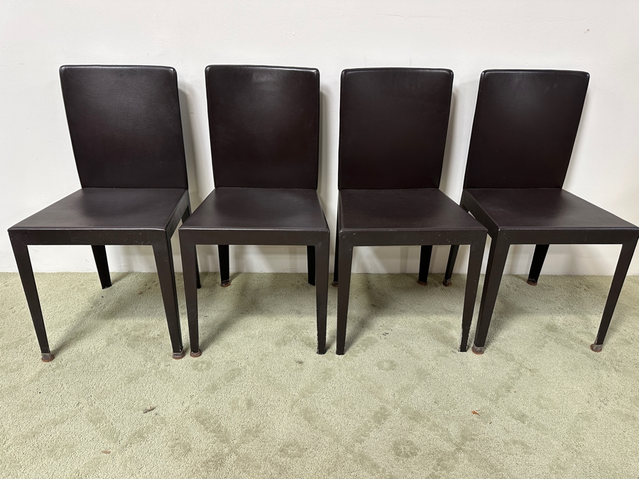 Just Added - Set Of Four Leather Wrapped Dining Chairs 18W X 17D X 34H [Photo 3]