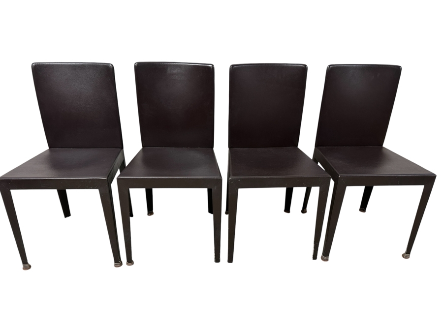 Just Added - Set Of Four Leather Wrapped Dining Chairs 18W X 17D X 34H