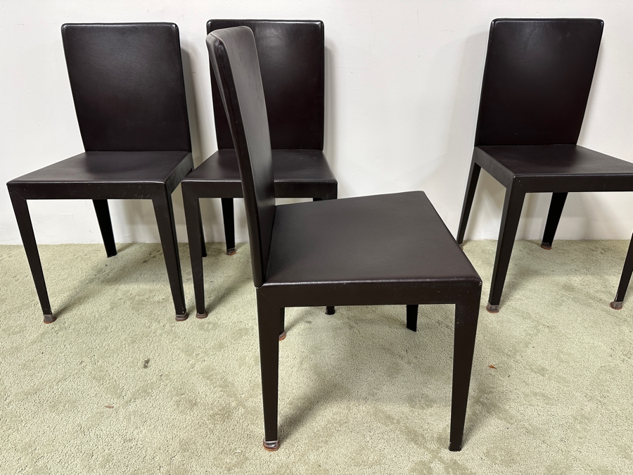 Just Added - Set Of Four Leather Wrapped Dining Chairs 18W X 17D X 34H [Photo 7]