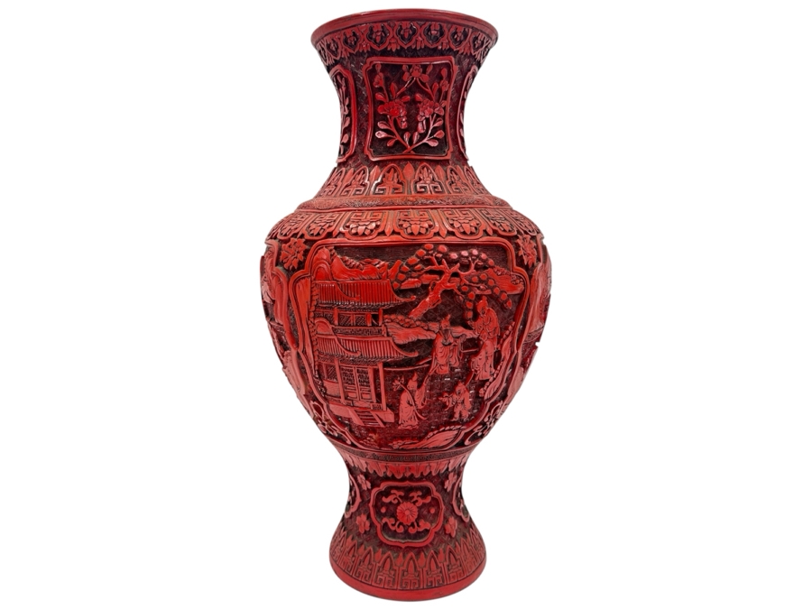 Just Added - Large Chinese Cinnabar Vase 19'H