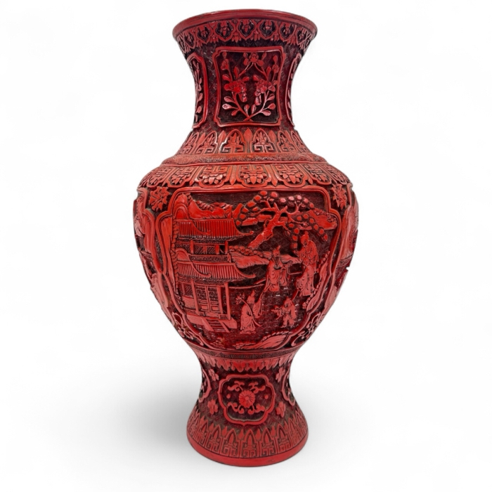 Just Added - Large Chinese Cinnabar Vase 19'H [Photo 2]