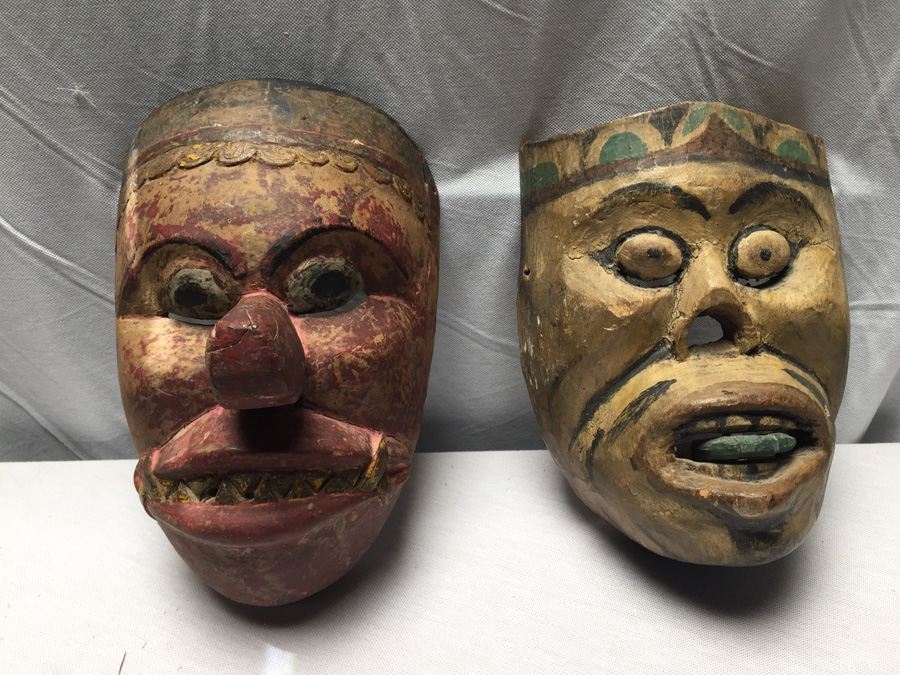 Pair of Vintage Bali Masks