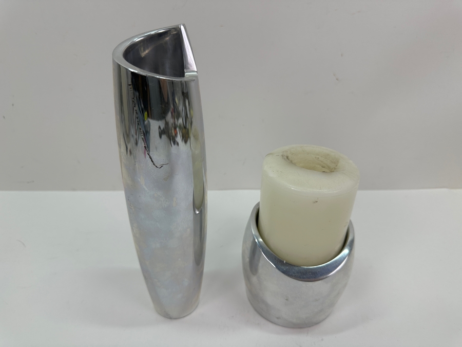 Just Added - Nambe Vase 9.5'H And Nambe Candle Holder [Photo 2]