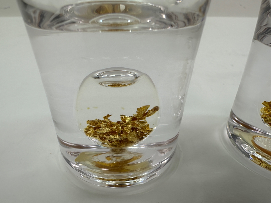 Just Added - Pair Of 24k Gold Foil Crystal Shot Glasses 3'H [Photo 3]