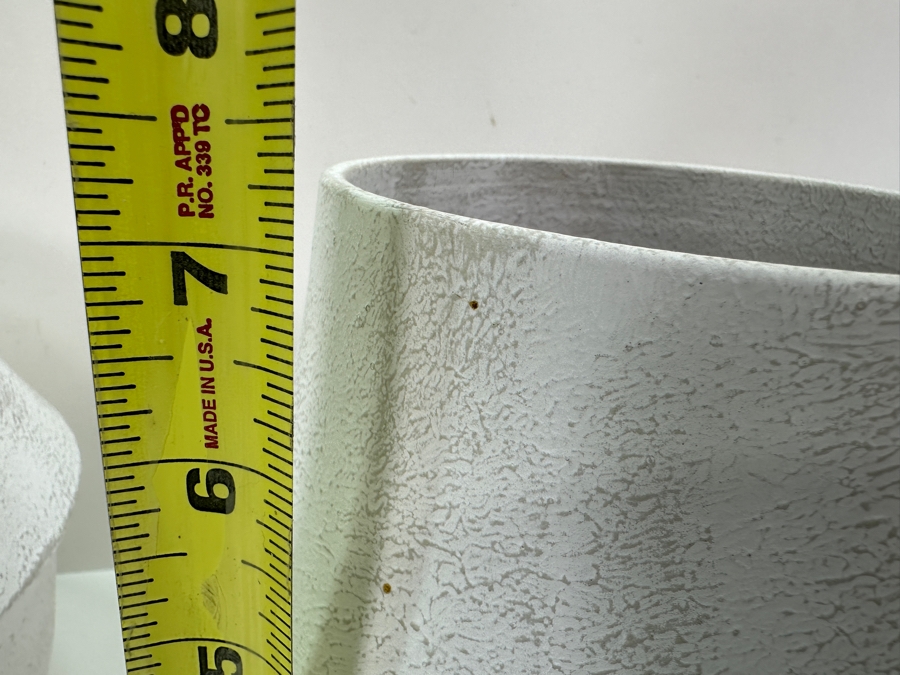 Just Added - (4) Crate & Barrel Bell Pots White & Grey 5.5'H & 7'H [Photo 6]