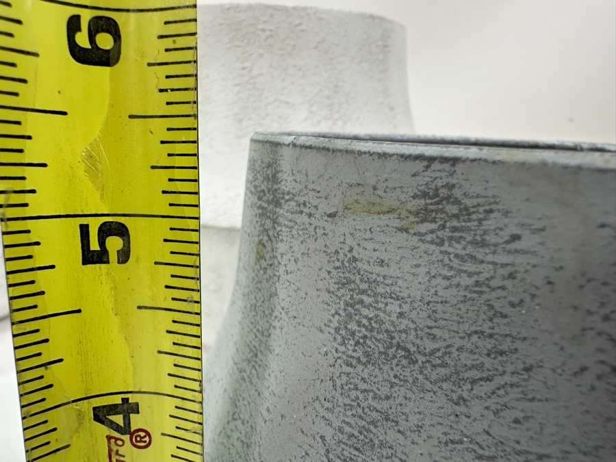 Just Added - (4) Crate & Barrel Bell Pots White & Grey 5.5'H & 7'H [Photo 7]