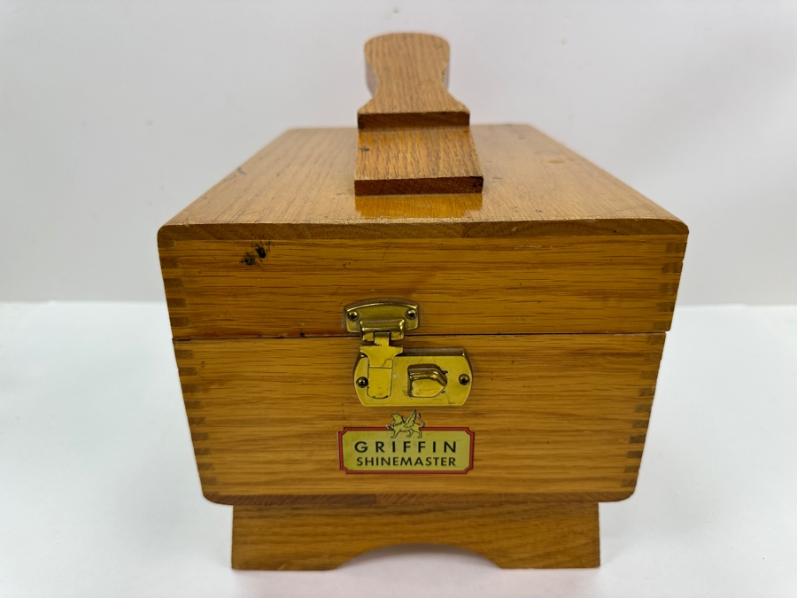 Just Added - Vintage Wooden Shoe Shine Box By Griffin Shinemaster With Supplies [Photo 2]