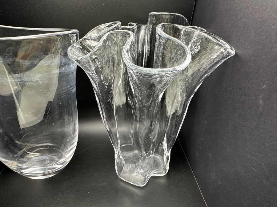 Just Added - Orrefors Crystal Vase 8H And Handkerchief Ruffled Edge Vase [Photo 2]
