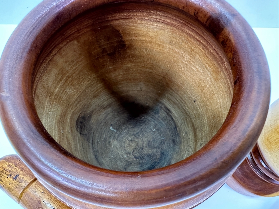 Just Added - Pair Of Carved Wooden Mortar And Pestles From Dominican Republic 8H & 8.5H [Photo 5]