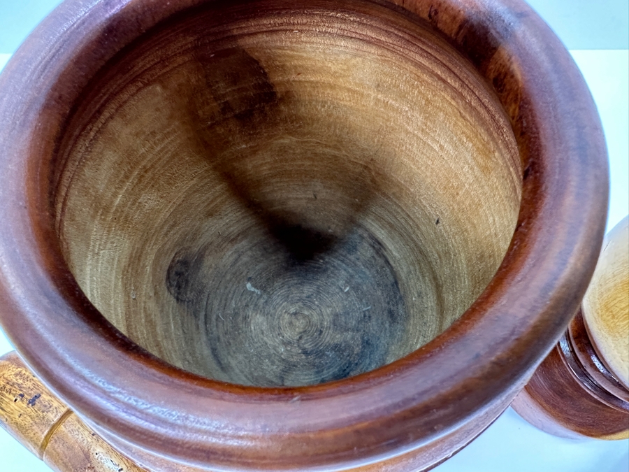 Just Added - Pair Of Carved Wooden Mortar And Pestles From Dominican Republic 8H & 8.5H [Photo 4]