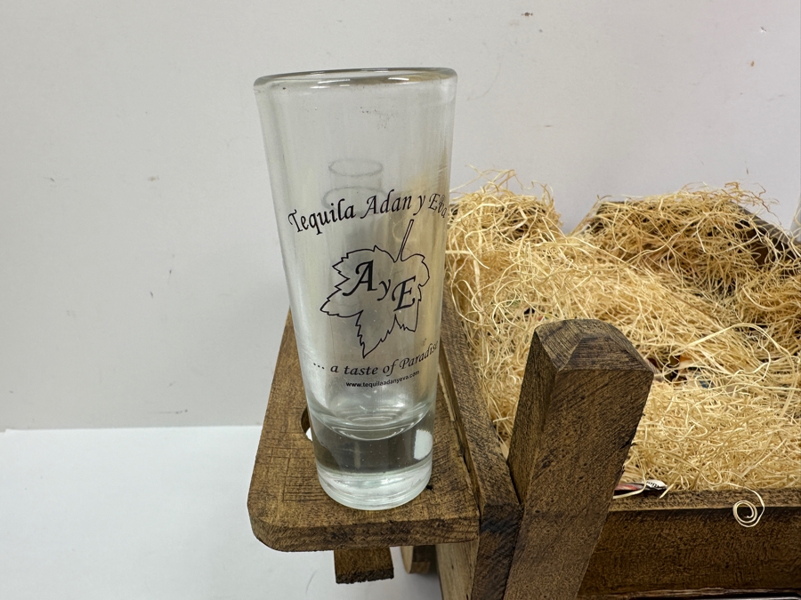 Just Added - Special Edition Tequila Adan Y Eva (6) Shot Glasses With Cart Holder 12.5W X 15D [Photo 4]
