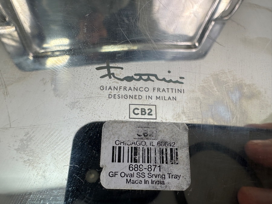 Just Added - Gianfranco Frattini Oval SS Serving Tray For CB2 23.5'W And Rectangular Serving Tray 19'W [Photo 3]