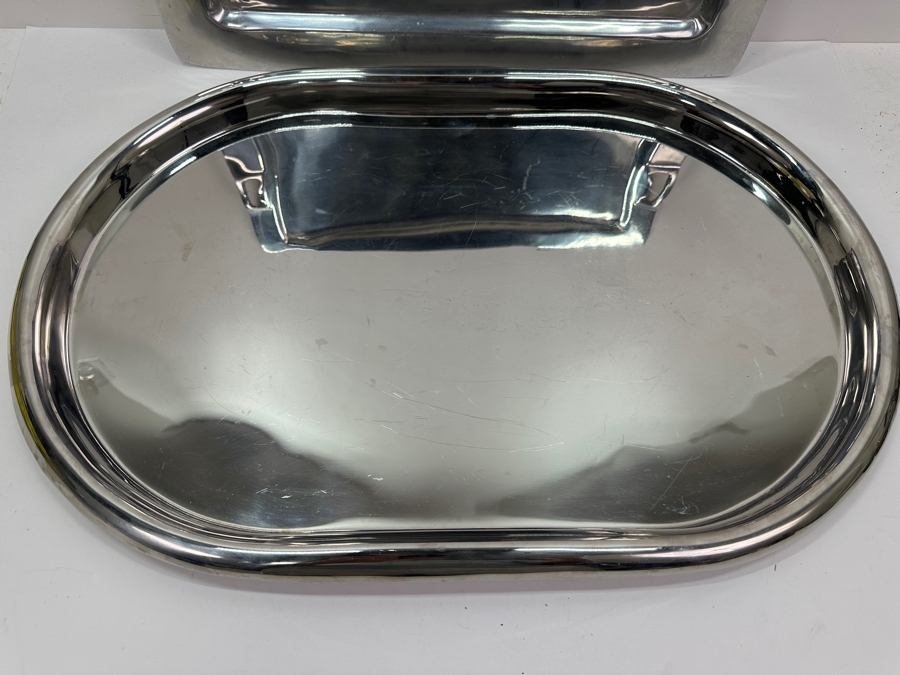 Just Added - Gianfranco Frattini Oval SS Serving Tray For CB2 23.5'W And Rectangular Serving Tray 19'W [Photo 2]