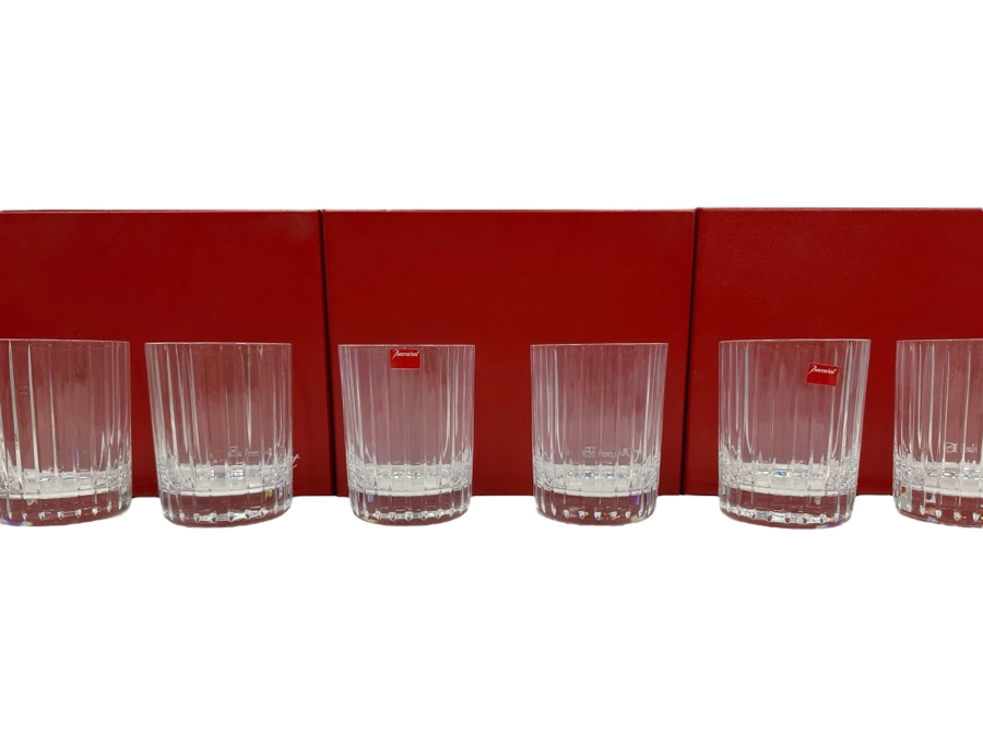 Just Added - (6) New Baccarat Crystal Harmonie Double Old Fashioned Glasses With Boxes 4 1/8'H - Replacements Value $2,100