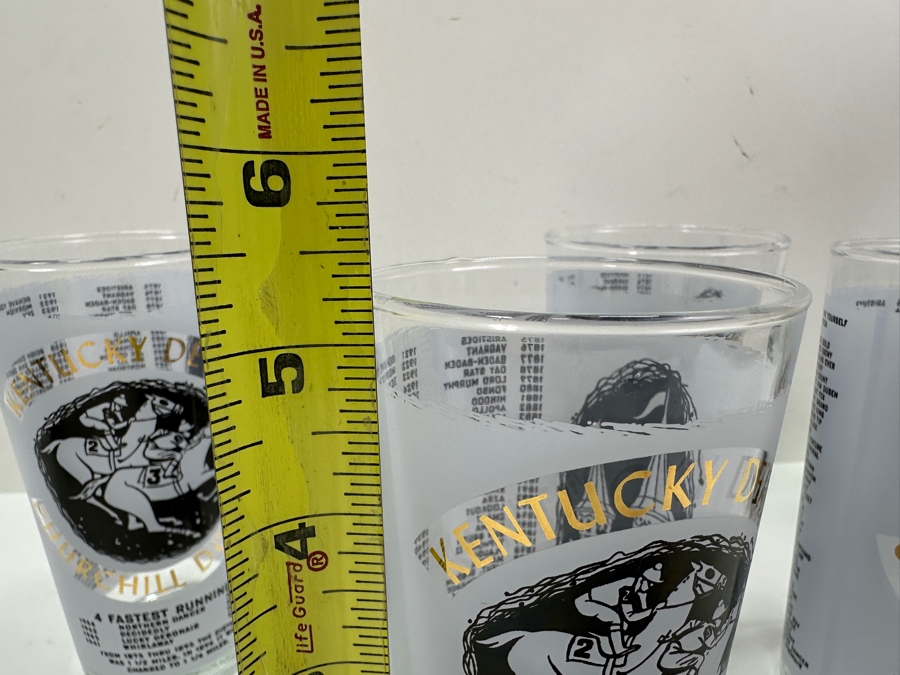 Just Added - (5) Vintage 1966 Kentucky Derby Churchill Downs Horse Racing Glasses 5.25'H [Photo 7]