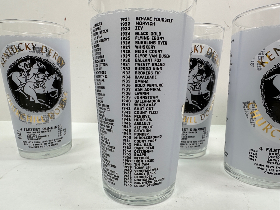 Just Added - (5) Vintage 1966 Kentucky Derby Churchill Downs Horse Racing Glasses 5.25'H [Photo 6]