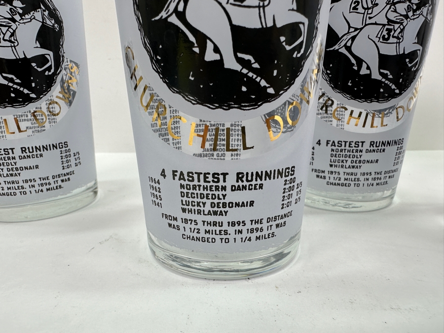 Just Added - (5) Vintage 1966 Kentucky Derby Churchill Downs Horse Racing Glasses 5.25'H [Photo 3]