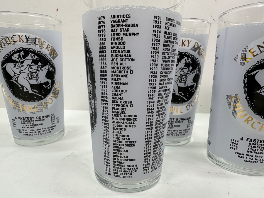 Just Added - (5) Vintage 1966 Kentucky Derby Churchill Downs Horse Racing Glasses 5.25'H [Photo 5]