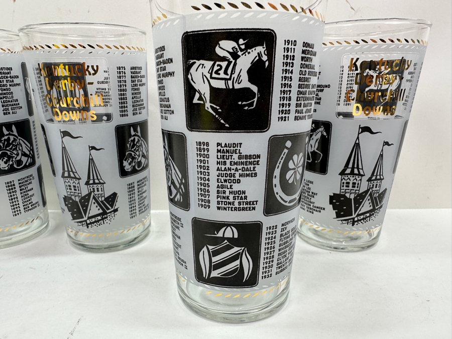 Just Added - (4) Vintage 1967 Kentucky Derby Churchill Downs Horse Racing Glasses 5.25'H [Photo 4]