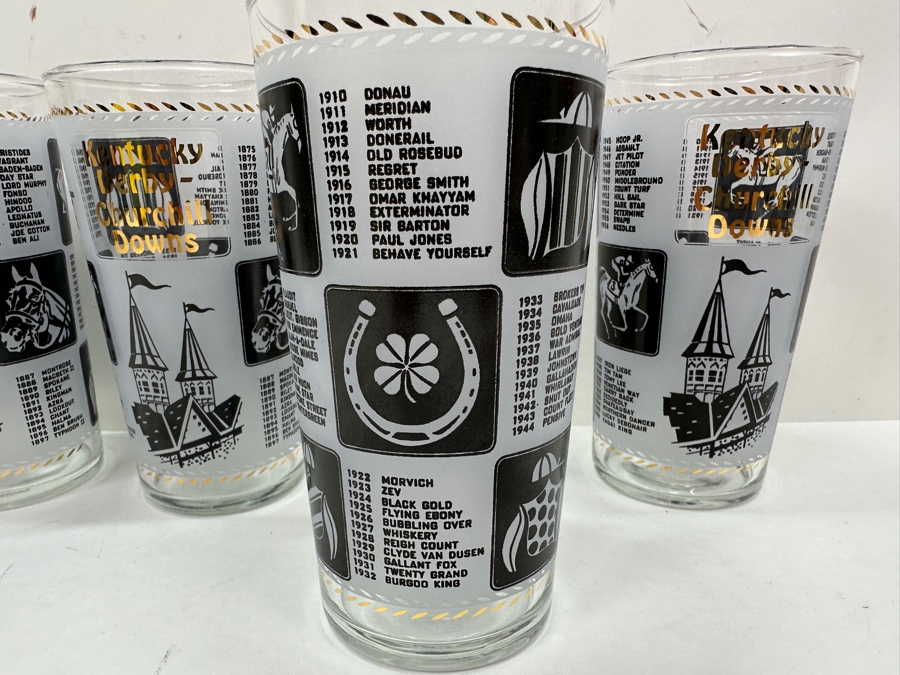 Just Added - (4) Vintage 1967 Kentucky Derby Churchill Downs Horse Racing Glasses 5.25'H [Photo 5]
