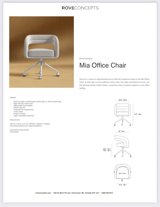 Just Added - Mia Office Chair By Rove Concepts Retails $585 [Photo 5]